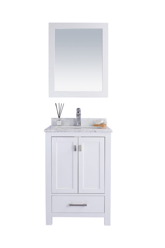 Laviva - Wilson 24" White Bathroom Vanity with White Carrara Marble Countertop | 313ANG-24W-WC