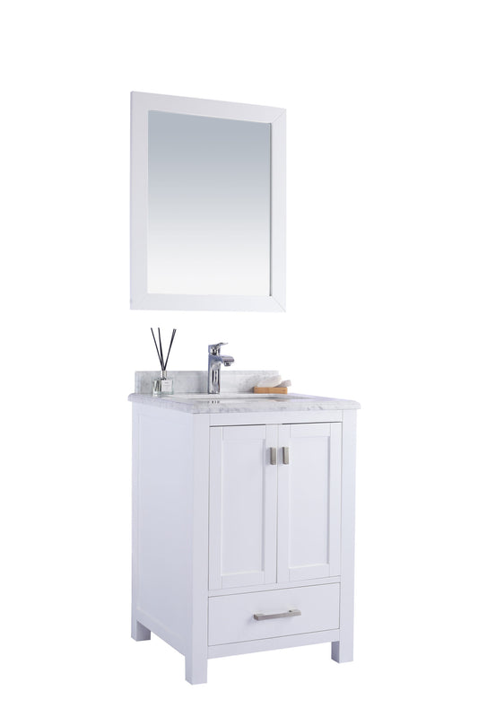 Laviva - Wilson 24" White Bathroom Vanity with White Carrara Marble Countertop | 313ANG-24W-WC