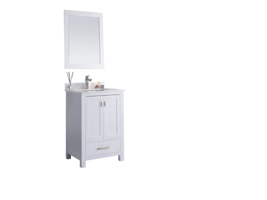 Laviva - Wilson 24" White Bathroom Vanity with White Quartz Countertop | 313ANG-24W-WQ