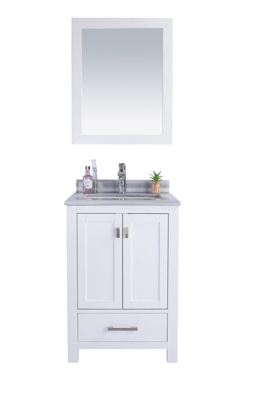 Laviva - Wilson 24" White Bathroom Vanity with White Stripes Marble Countertop | 313ANG-24W-WS