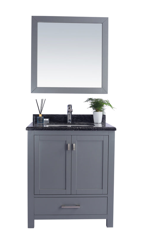 Laviva - Wilson 30" Grey Bathroom Vanity with Black Wood Marble Countertop | 313ANG-30G-BW