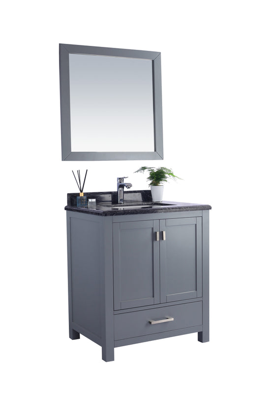 Laviva - Wilson 30" Grey Bathroom Vanity with Black Wood Marble Countertop | 313ANG-30G-BW