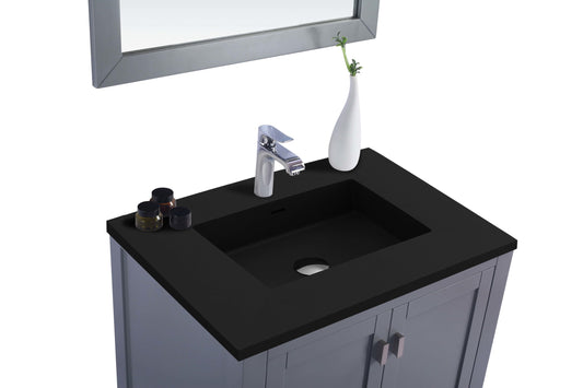 Laviva - Wilson 30" Grey Bathroom Vanity with Matte Black VIVA Stone Solid Surface Countertop | 313ANG-30G-MB