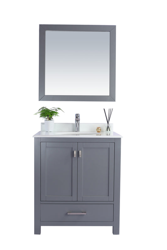 Laviva - Wilson 30" Grey Bathroom Vanity with Pure White Phoenix Stone Countertop | 313ANG-30G-PW