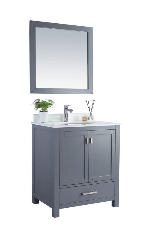 Laviva - Wilson 30" Grey Bathroom Vanity with Pure White Phoenix Stone Countertop | 313ANG-30G-PW