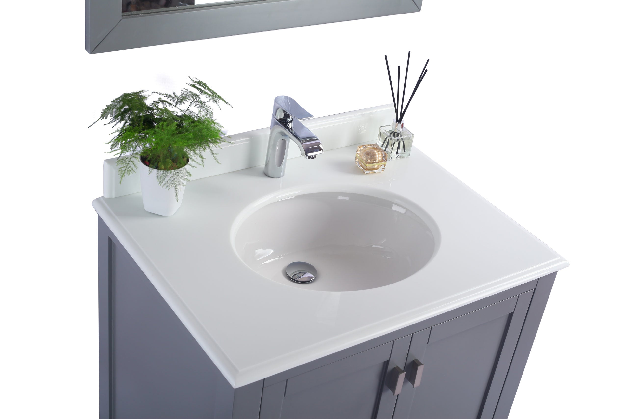 Laviva - Wilson 30" Grey Bathroom Vanity with Pure White Phoenix Stone Countertop | 313ANG-30G-PW