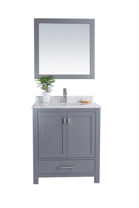 Laviva - Wilson 30" Grey Bathroom Vanity with White Carrara Marble Countertop | 313ANG-30G-WC