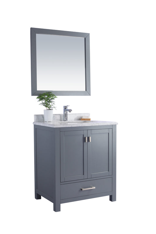 Laviva - Wilson 30" Grey Bathroom Vanity with White Carrara Marble Countertop | 313ANG-30G-WC