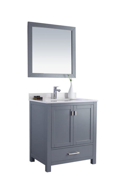 Laviva - Wilson 30" Grey Bathroom Vanity with White Quartz Countertop | 313ANG-30G-WQ