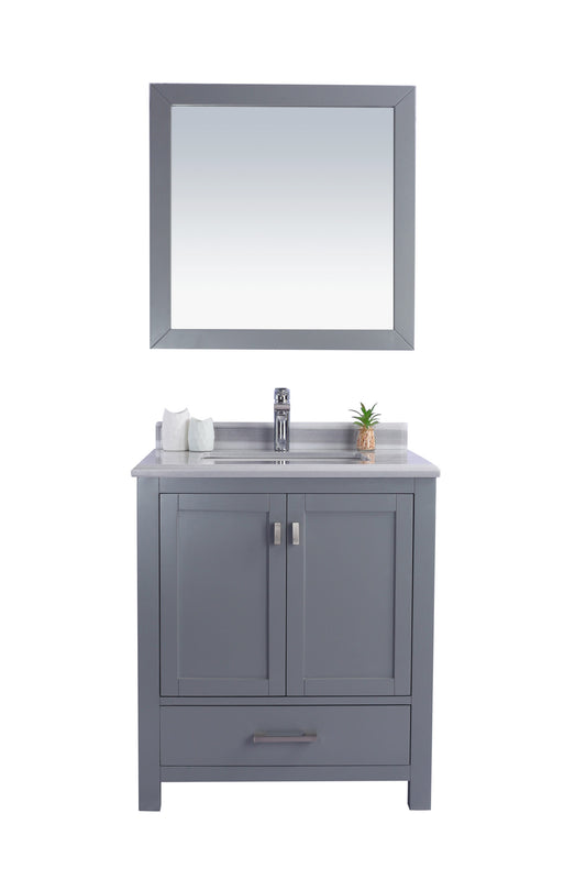 Laviva - Wilson 30" Grey Bathroom Vanity with White Stripes Marble Countertop | 313ANG-30G-WS