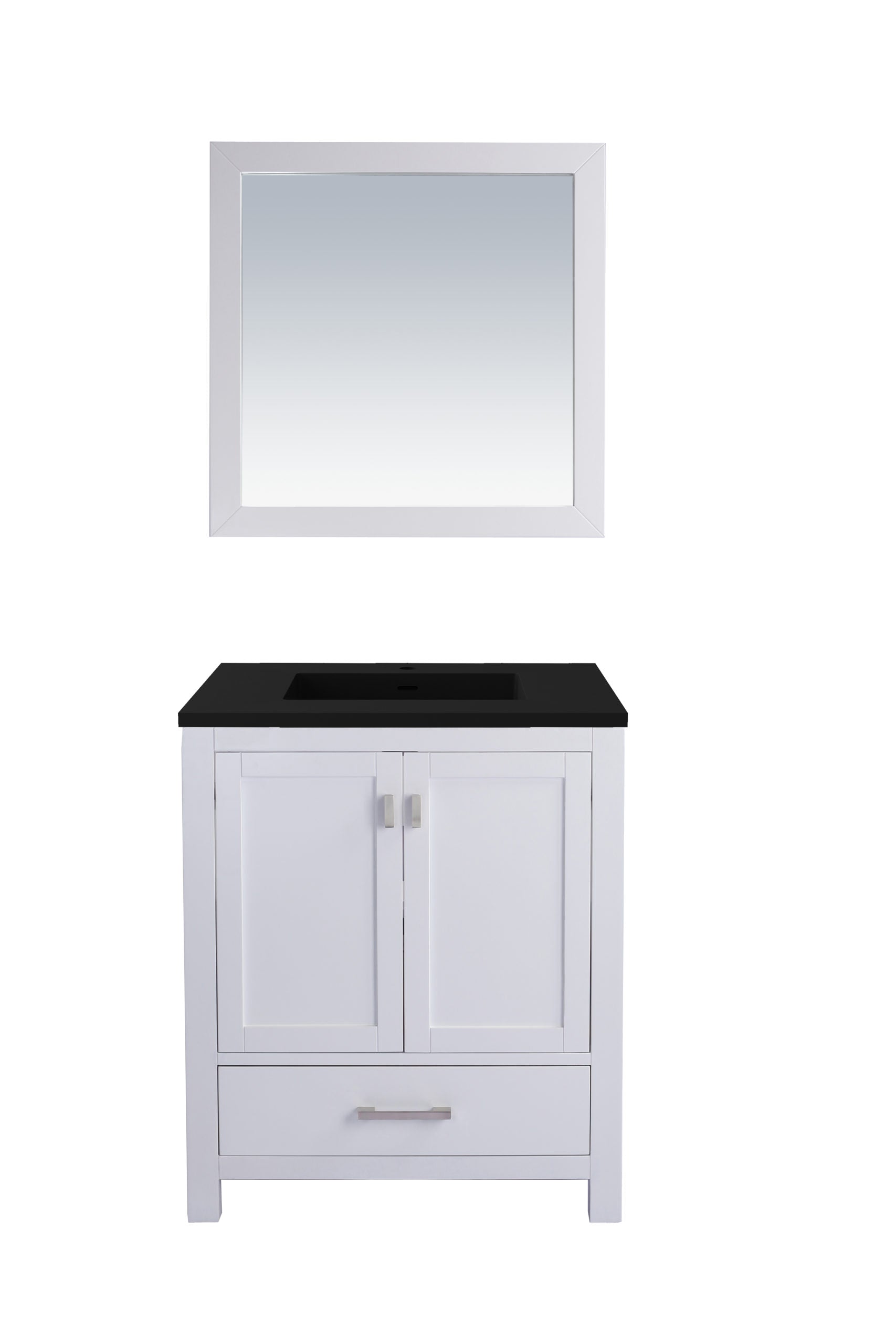 Laviva - Wilson 30" White Bathroom Vanity with Matte Black VIVA Stone Solid Surface Countertop | 313ANG-30W-MB