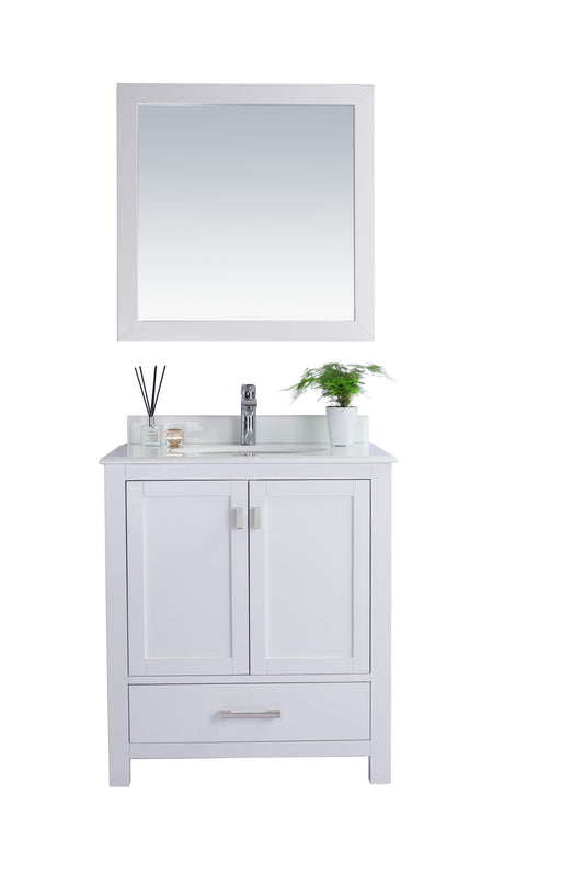 Laviva - Wilson 30" White Bathroom Vanity with Pure White Phoenix Stone Countertop | 313ANG-30W-PW