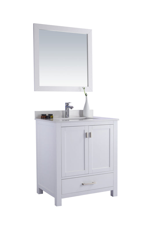 Laviva - Wilson 30" White Bathroom Vanity with White Quartz Countertop | 313ANG-30W-WQ