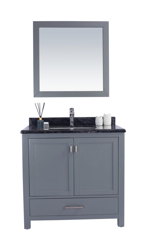 Laviva - Wilson 36" Grey Bathroom Vanity with Black Wood Marble Countertop | 313ANG-36G-BW