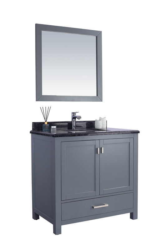 Laviva - Wilson 36" Grey Bathroom Vanity with Black Wood Marble Countertop | 313ANG-36G-BW