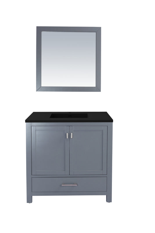 Laviva - Wilson 36" Grey Bathroom Vanity with Matte Black VIVA Stone Solid Surface Countertop | 313ANG-36G-MB