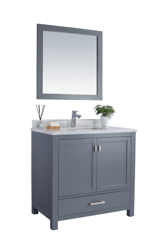 Laviva - Wilson 36" Grey Bathroom Vanity with White Carrara Marble Countertop | 313ANG-36G-WC