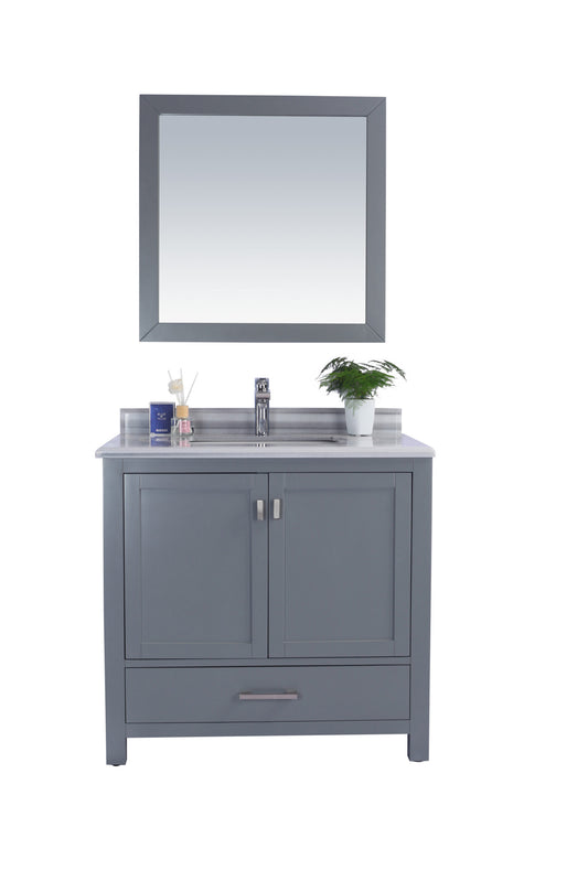 Laviva - Wilson 36" Grey Bathroom Vanity with White Stripes Marble Countertop | 313ANG-36G-WS