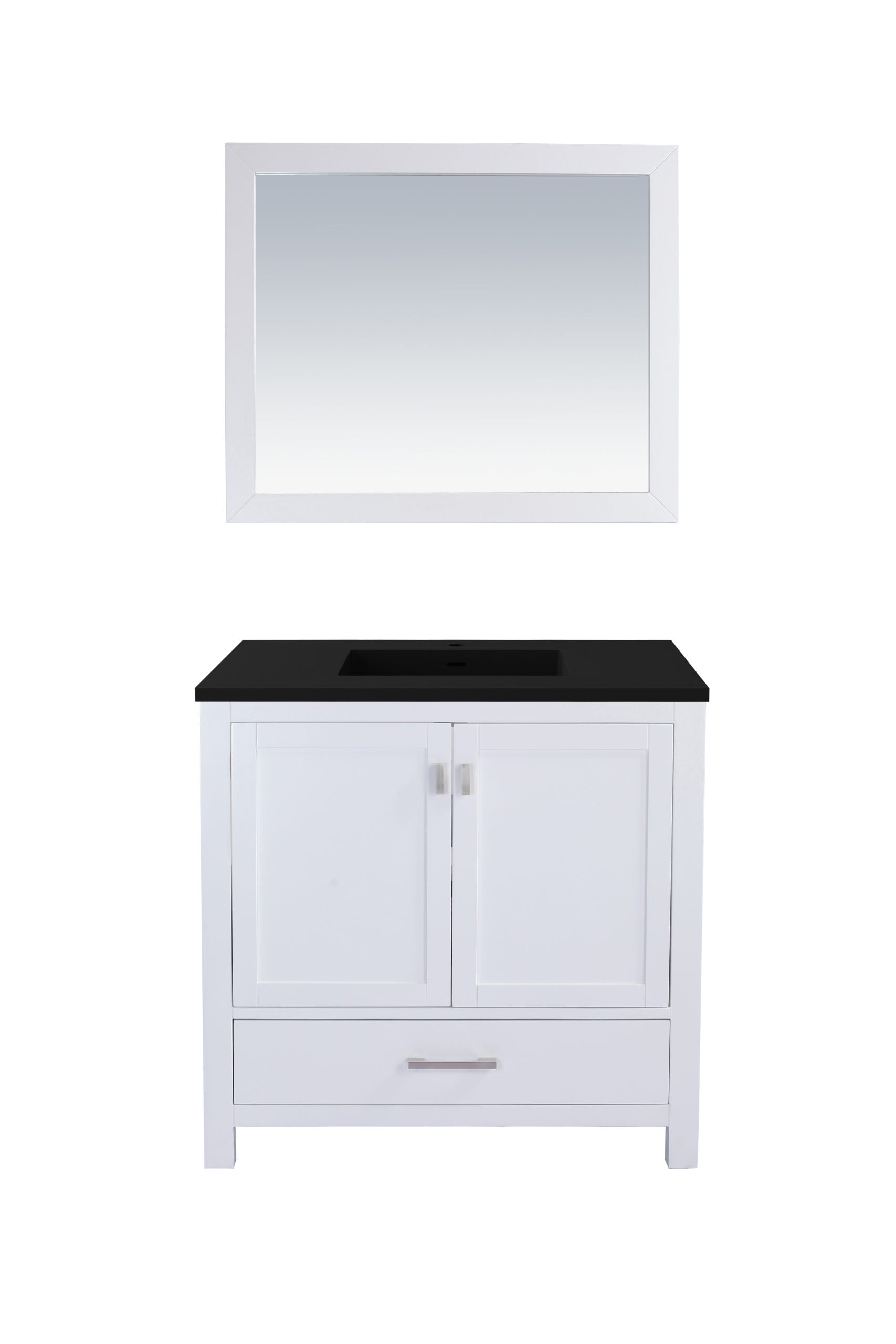 Laviva - Wilson 36" White Bathroom Vanity with Matte Black VIVA Stone Solid Surface Countertop | 313ANG-36W-MB