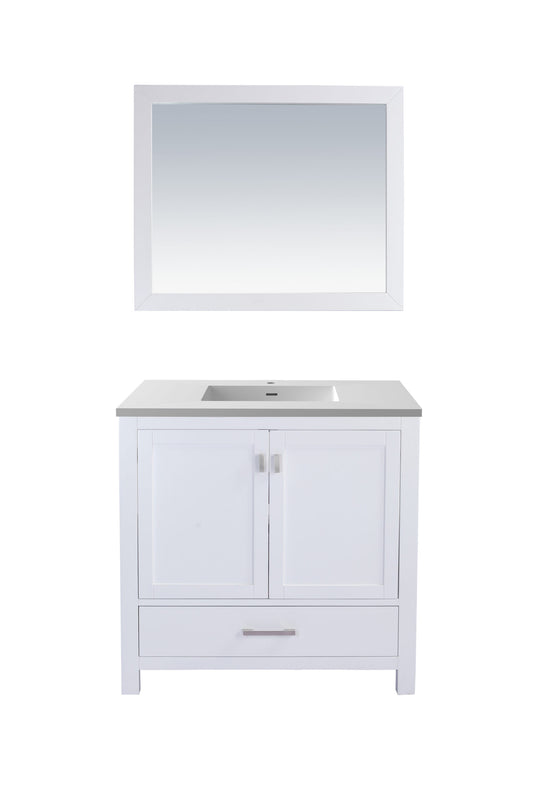 Laviva - Wilson 36" White Bathroom Vanity with Matte White VIVA Stone Solid Surface Countertop | 313ANG-36W-MW