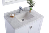 Laviva - Wilson 36" White Bathroom Vanity with White Carrara Marble Countertop | 313ANG-36W-WC