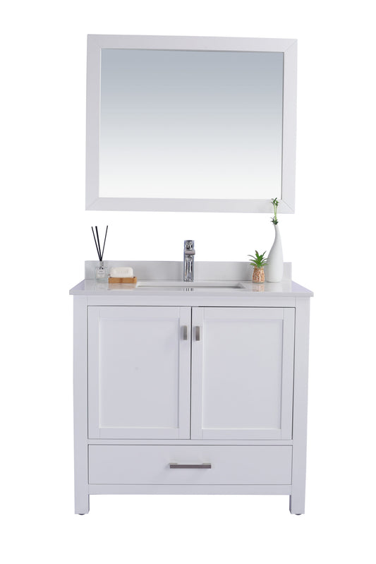 Laviva - Wilson 36" White Bathroom Vanity with White Quartz Countertop | 313ANG-36W-WQ