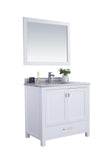 Laviva - Wilson 36" White Bathroom Vanity with White Stripes Marble Countertop | 313ANG-36W-WS