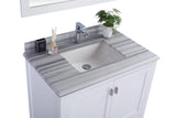 Laviva - Wilson 36" White Bathroom Vanity with White Stripes Marble Countertop | 313ANG-36W-WS