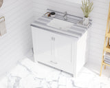 Laviva - Wilson 36" White Bathroom Vanity with White Stripes Marble Countertop | 313ANG-36W-WS