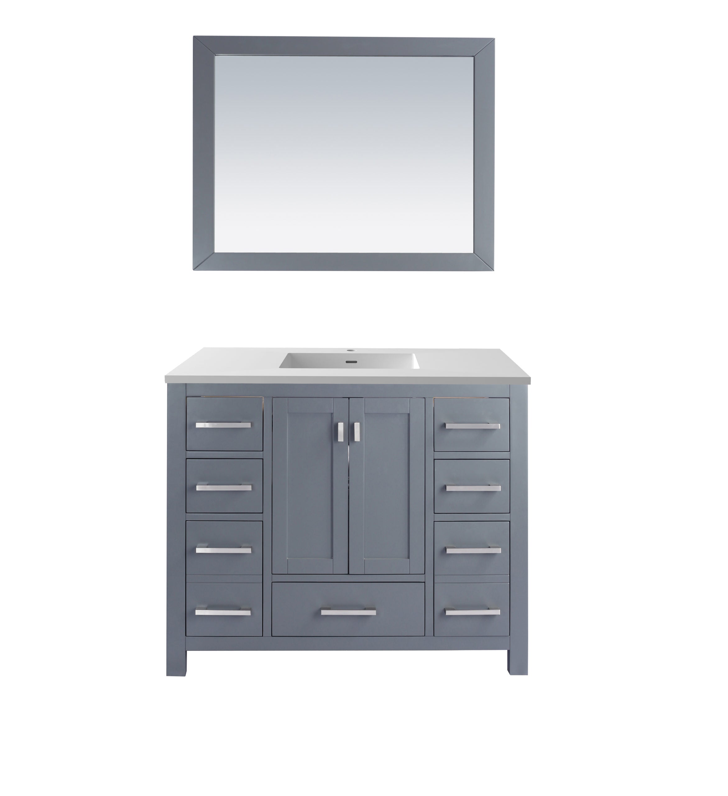 Laviva - Wilson 42" Grey Bathroom Vanity with Matte White VIVA Stone Solid Surface Countertop | 313ANG-42G-MW