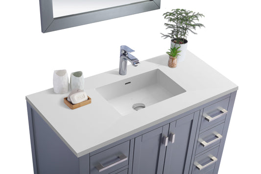 Laviva - Wilson 42" Grey Bathroom Vanity with Matte White VIVA Stone Solid Surface Countertop | 313ANG-42G-MW