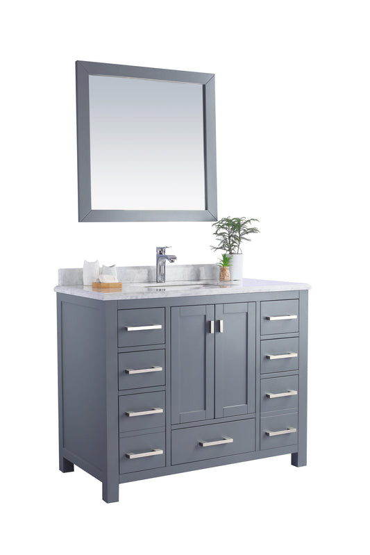 Laviva - Wilson 42" Grey Bathroom Vanity with White Carrara Marble Countertop | 313ANG-42G-WC