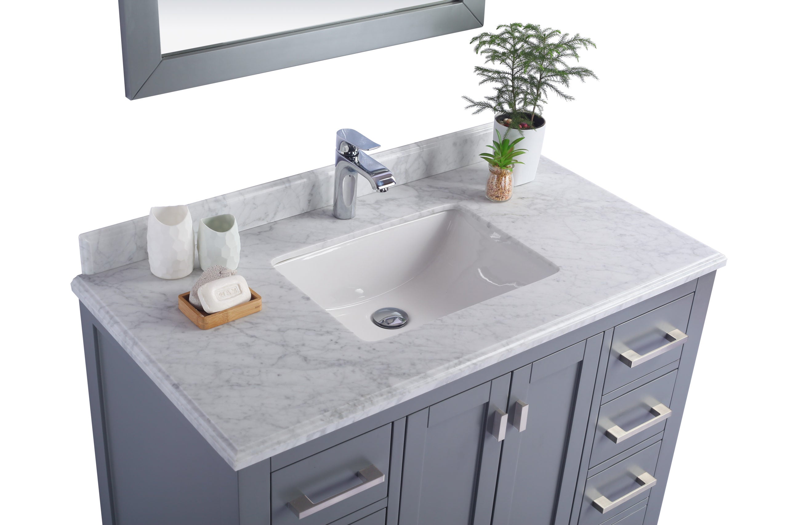 Laviva - Wilson 42" Grey Bathroom Vanity with White Carrara Marble Countertop | 313ANG-42G-WC