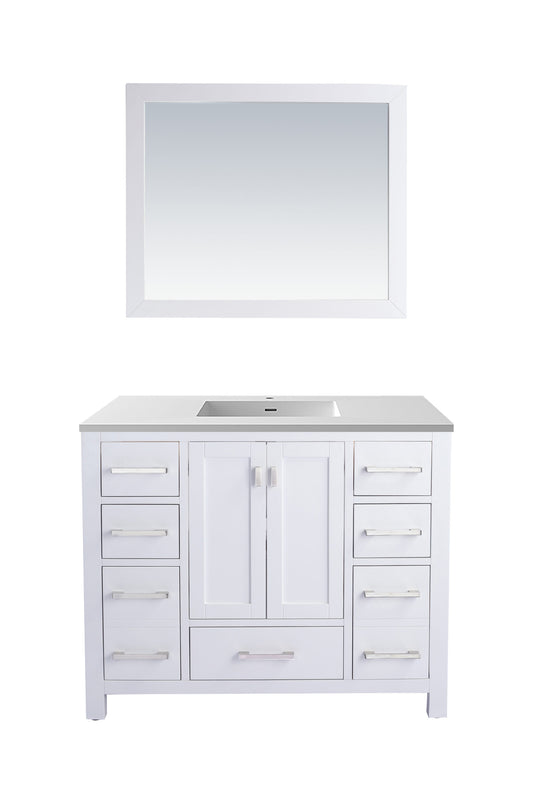 Laviva - Wilson 42" White Bathroom Vanity with Matte White VIVA Stone Solid Surface Countertop | 313ANG-42W-MW