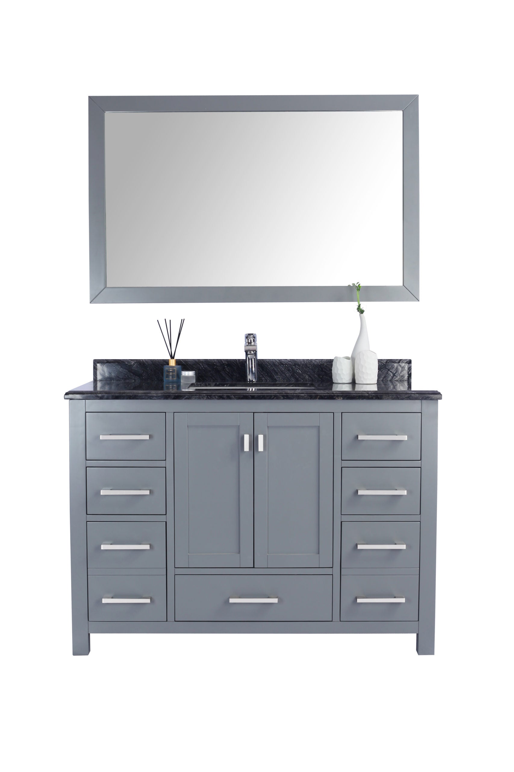 Laviva - Wilson 48" Grey Bathroom Vanity with Black Wood Marble Countertop | 313ANG-48G-BW