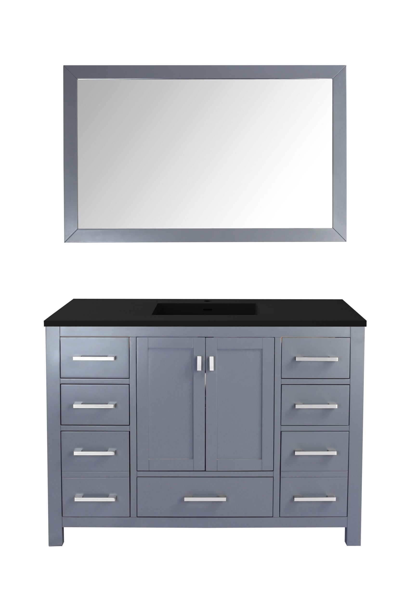 Laviva - Wilson 48" Grey Bathroom Vanity with Matte Black VIVA Stone Solid Surface Countertop | 313ANG-48G-MB