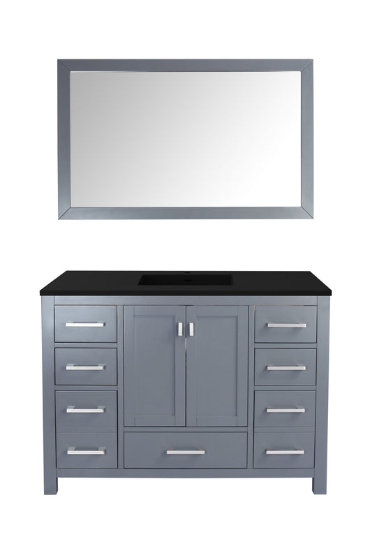 Laviva - Wilson 48" Grey Bathroom Vanity with Matte Black VIVA Stone Solid Surface Countertop | 313ANG-48G-MB