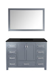 Laviva - Wilson 48" Grey Bathroom Vanity with Matte Black VIVA Stone Solid Surface Countertop | 313ANG-48G-MB