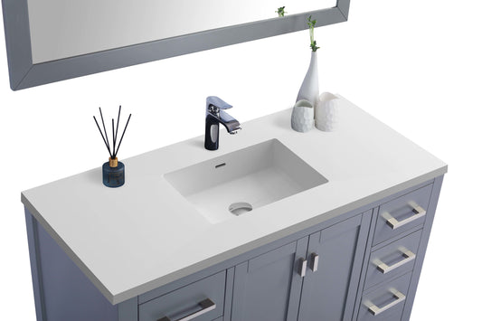 Laviva - Wilson 48" Grey Bathroom Vanity with Matte White VIVA Stone Solid Surface Countertop | 313ANG-48G-MW