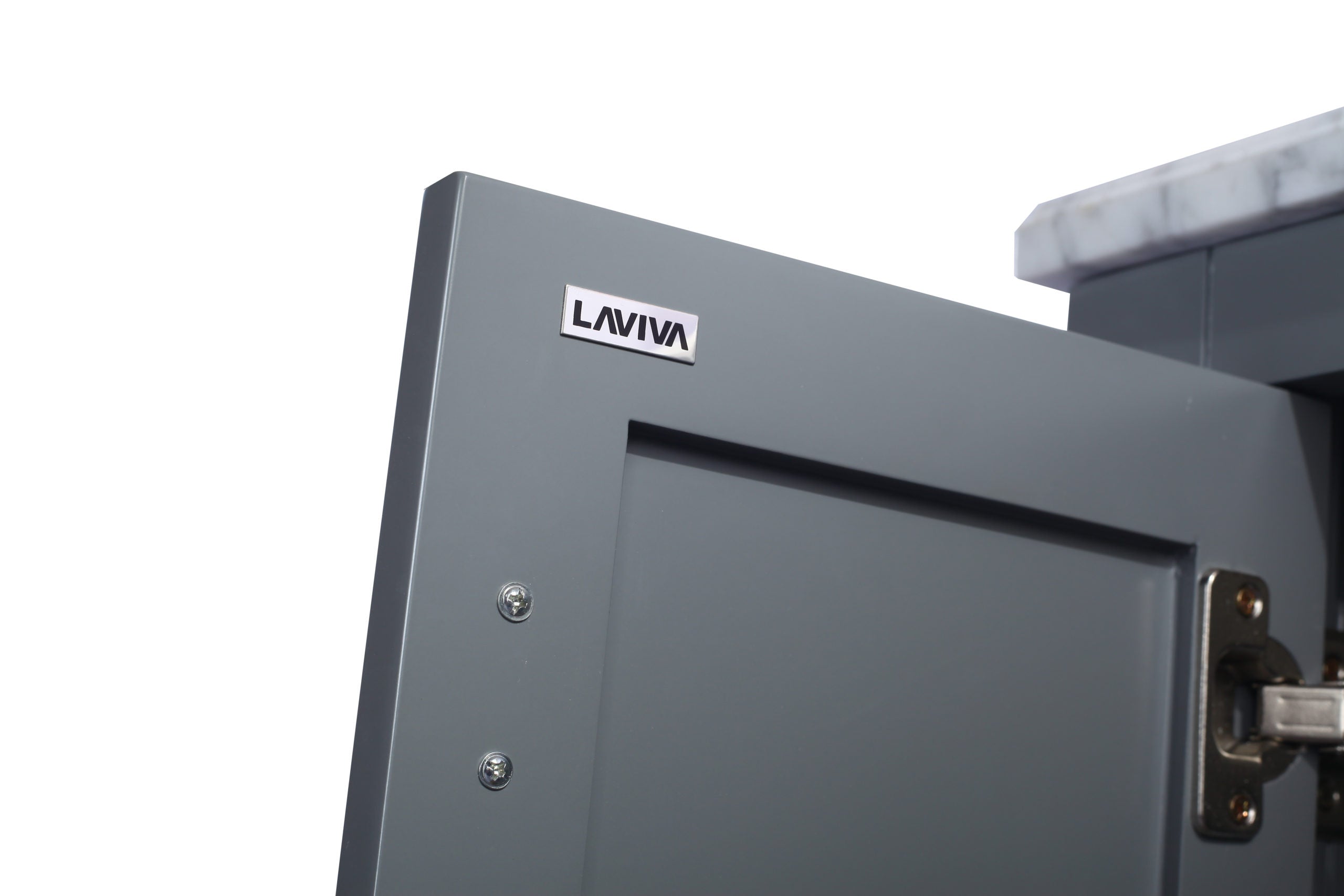 Laviva - Wilson 48" Grey Bathroom Vanity with Matte White VIVA Stone Solid Surface Countertop | 313ANG-48G-MW