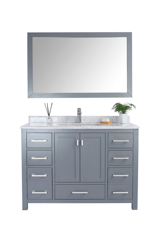 Laviva - Wilson 48" Grey Bathroom Vanity with White Carrara Marble Countertop | 313ANG-48G-WC