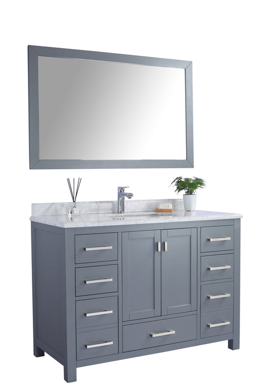 Laviva - Wilson 48" Grey Bathroom Vanity with White Carrara Marble Countertop | 313ANG-48G-WC