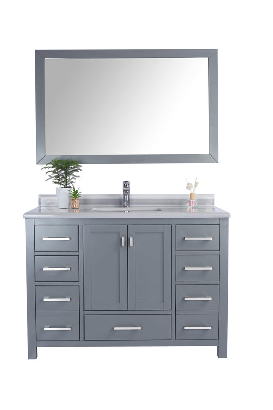 Laviva - Wilson 48" Grey Bathroom Vanity with White Stripes Marble Countertop | 313ANG-48G-WS