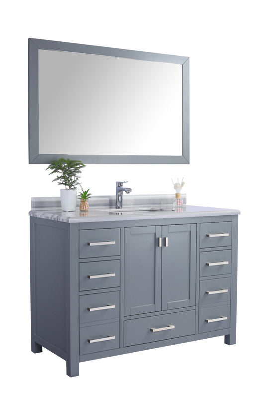 Laviva - Wilson 48" Grey Bathroom Vanity with White Stripes Marble Countertop | 313ANG-48G-WS