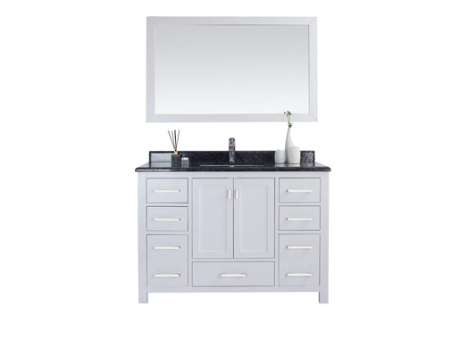 Laviva - Wilson 48" White Bathroom Vanity with Black Wood Marble Countertop | 313ANG-48W-BW