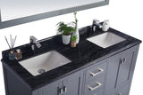 Laviva - Wilson 60" Grey Double Sink Bathroom Vanity with Black Wood Marble Countertop | 313ANG-60G-BW