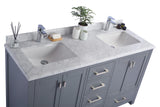 Laviva - Wilson 60" Grey Double Sink Bathroom Vanity with White Carrara Marble Countertop | 313ANG-60G-WC