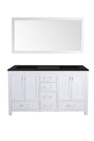 Laviva - Wilson 60" White Double Sink Bathroom Vanity with Matte Black VIVA Stone Solid Surface Countertop | 313ANG-60W-MB