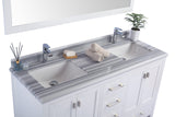 Laviva - Wilson 60" White Double Sink Bathroom Vanity with White Stripes Marble Countertop | 313ANG-60W-WS