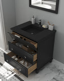 Laviva - Luna 30" Espresso Bathroom Vanity with Matte Black VIVA Stone Solid Surface Countertop | 313DVN-30E-MB